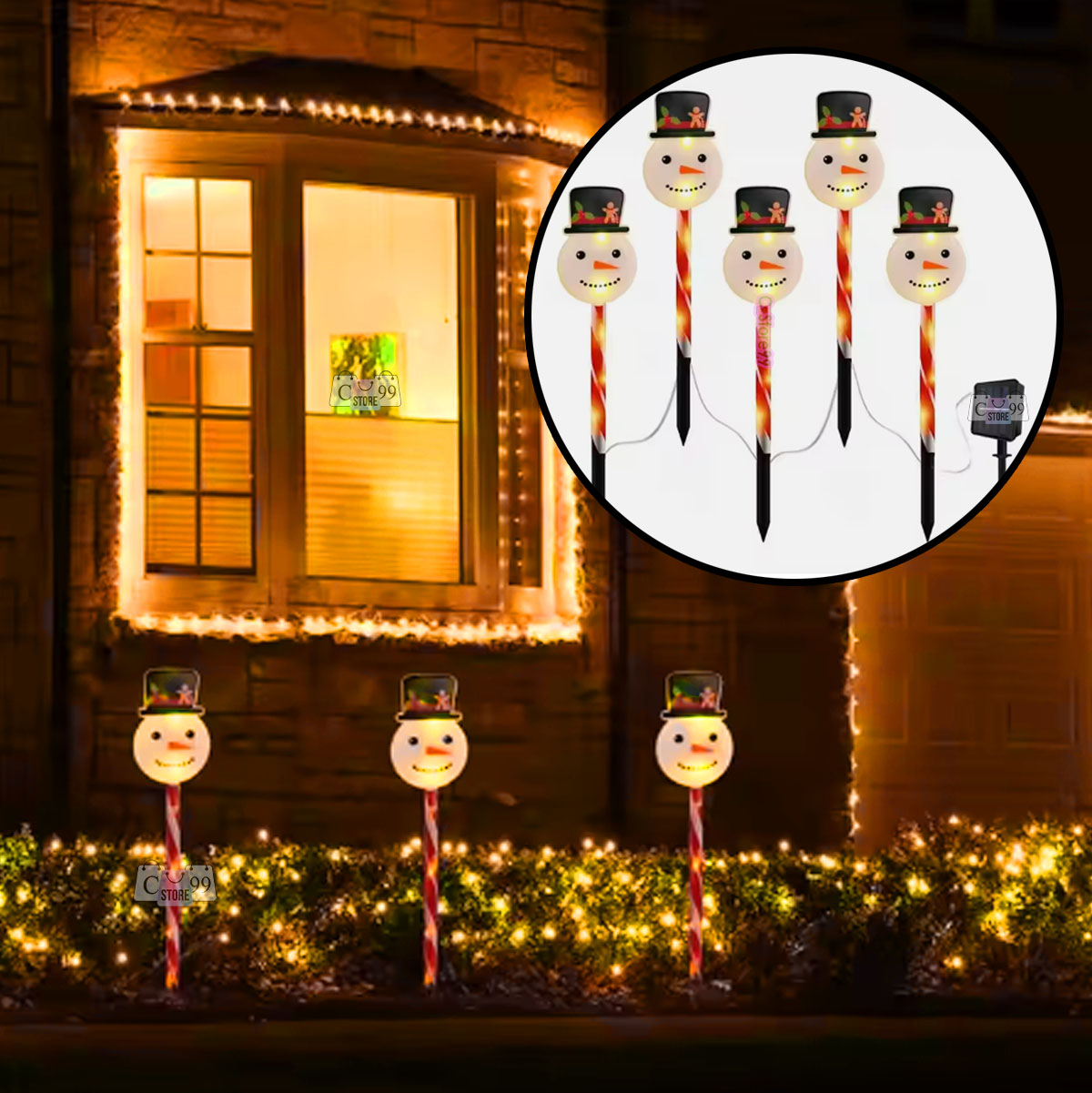 Copos De Nieve Luz Solar Navidad